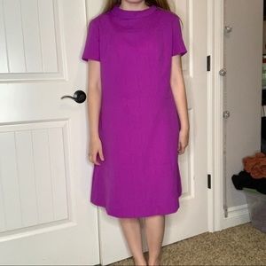 Vintage Mod 1960’s Textured Purple Shift Dress.